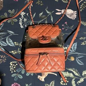 Authentic Chanel Quilted Coral Pink backpack/shoulder/hand bag